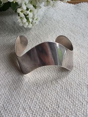 Vintage Birks Sterling Silver Mid Century Modernist Cuff Bracelet Signed 41.5g